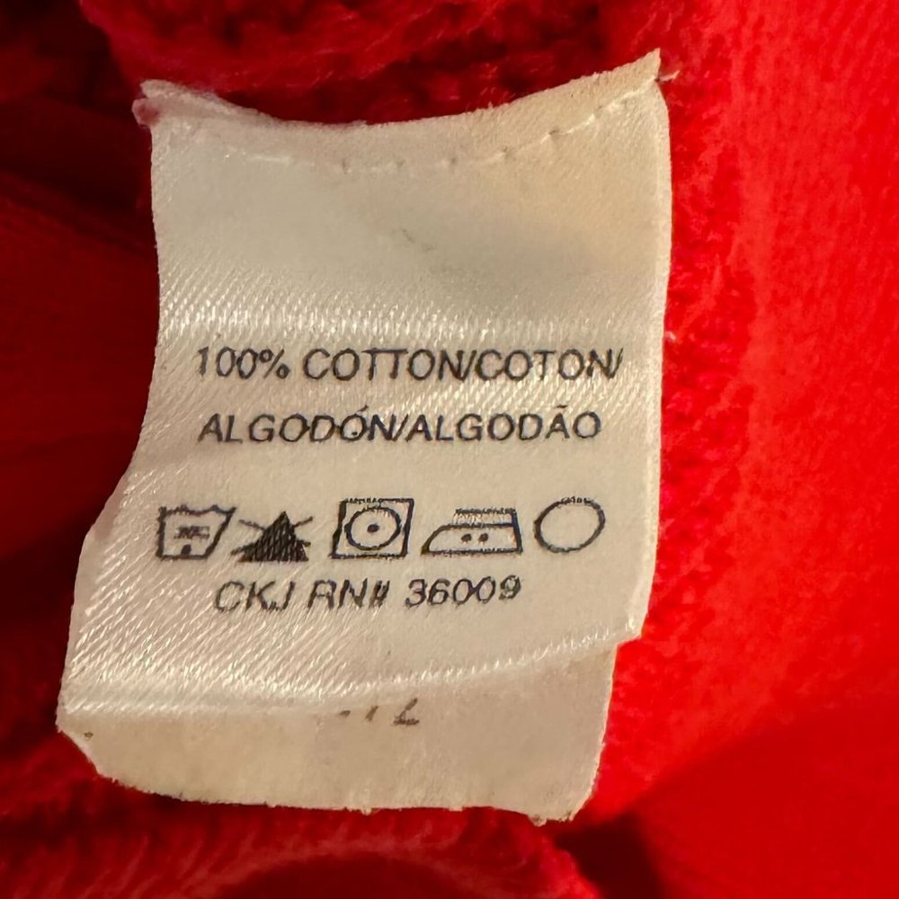 Calvin Klein Red Cotton Zip Up Ribbed Sweater - Size Large - Picture 6 of 10